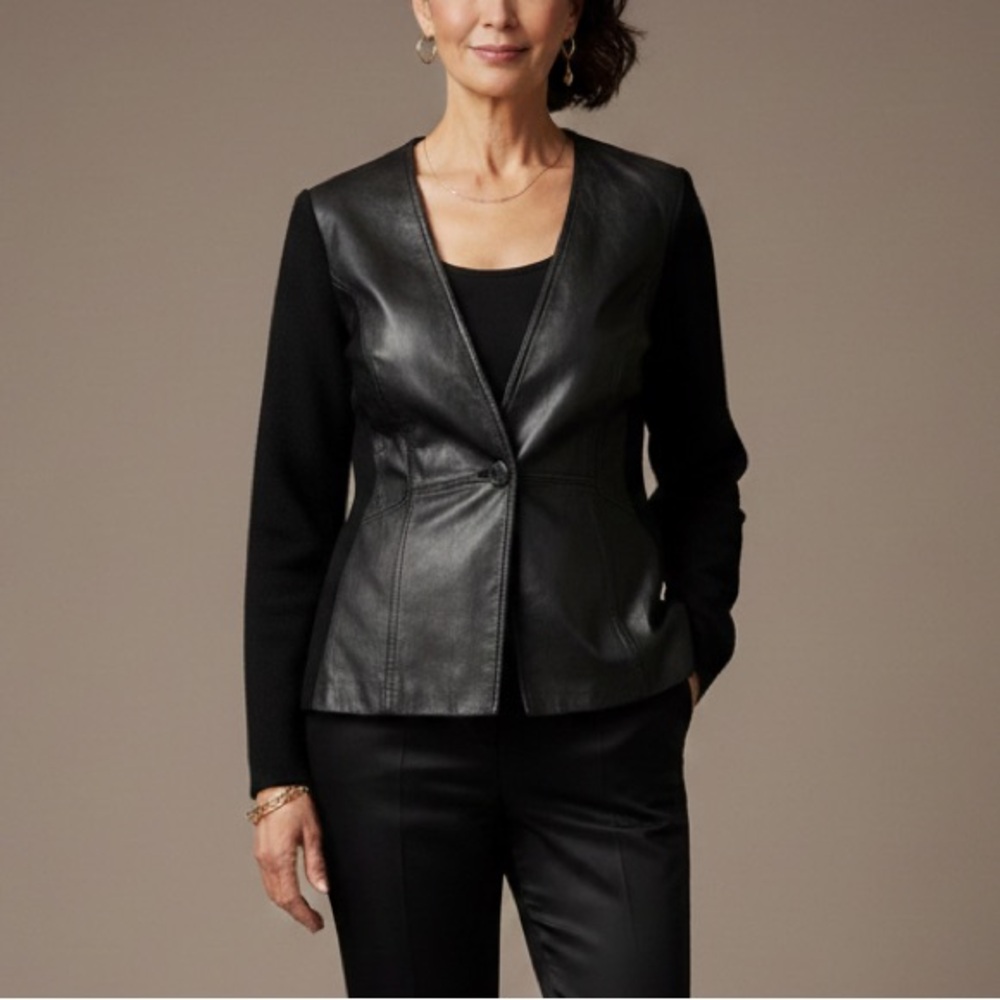 Jones New York Leather Wool Black Jacket L